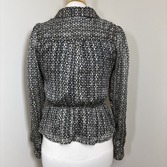 Lost & Wander Blouse W/S Black Gold Sm Peplum Parisian Boho Soft Gothic Artsy - Picture 3 of 10